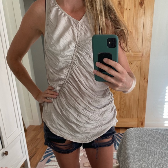 New Free People Movement Ruched Drawcord Tank - Silver Gray - Picture 4 of 4